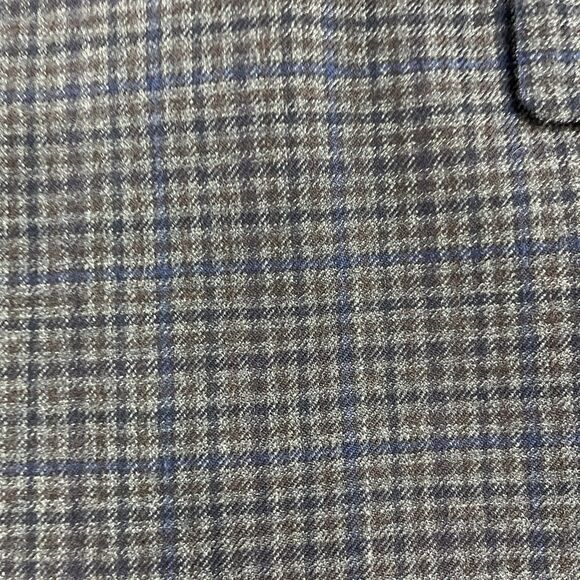 Stafford Essentials Blazer Mens 52R Gray Brown Blue Check With Elbow Patches - Picture 2 of 14